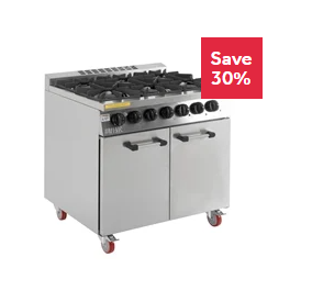 Buffalo 6 Burner Gas Oven Range with Castors